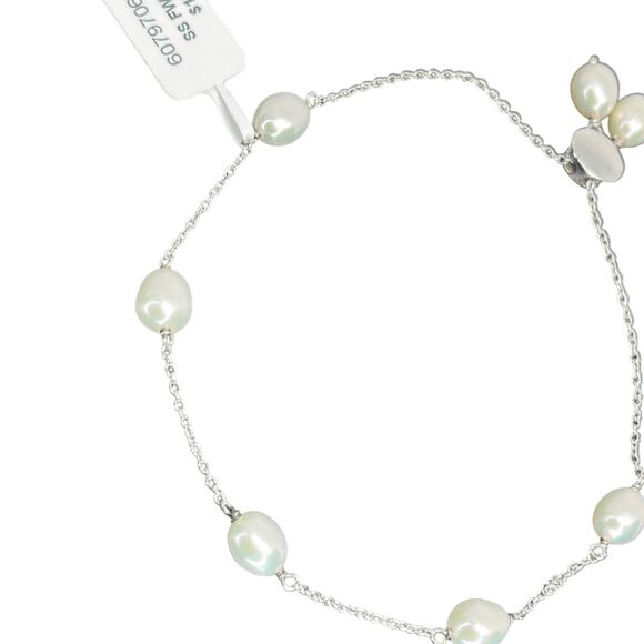 Sterling Silver Pearl(6mm) Bolo Bracelet Luxury Trendy Stunning Fashion Chic NEW - Picture 9 of 13